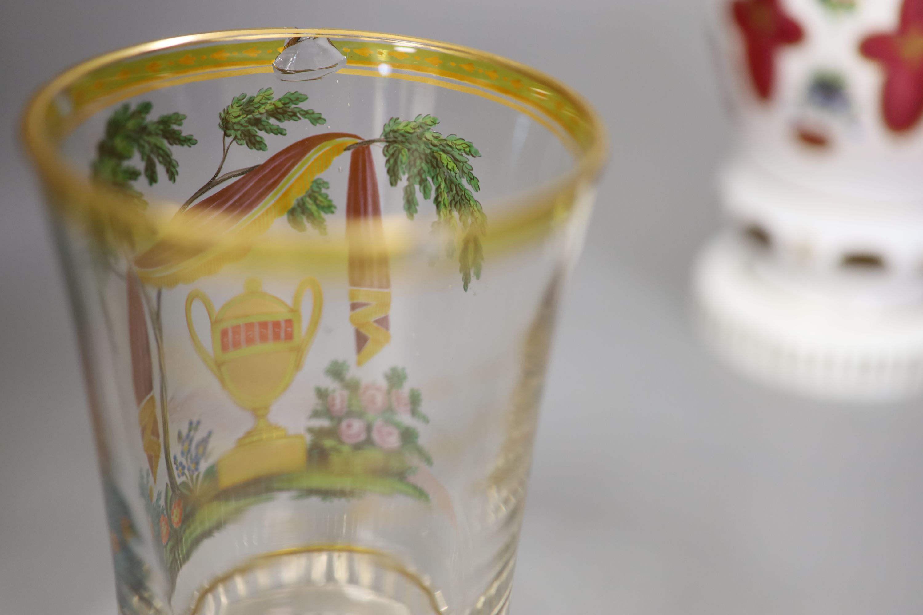 A group of 19th century Bohemian and German glass beakers,